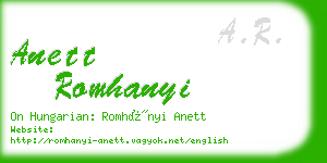 anett romhanyi business card